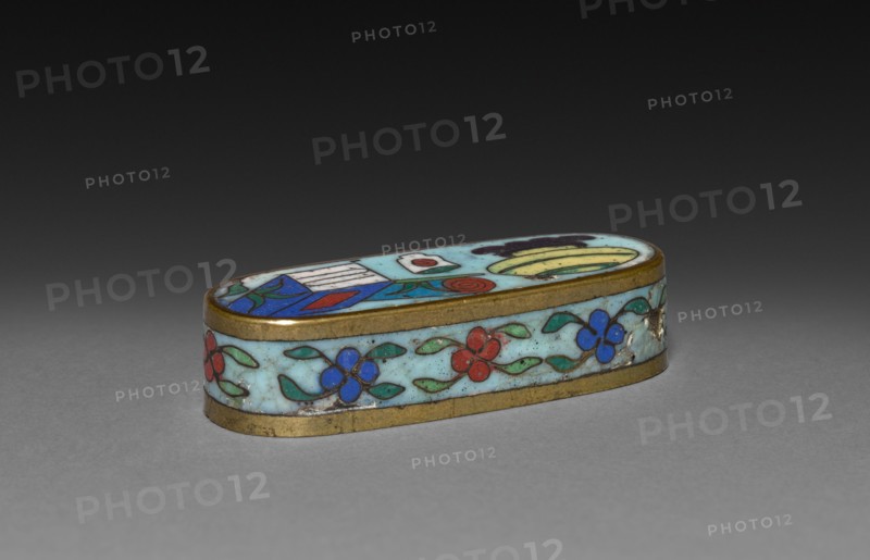 Lid for Cloisonne Opium Box, c 1800s. Japan, 19th century. Cloisonne enamel; overall: 4.5 x 1.9 cm (1 3/4 x 3/4 in.).