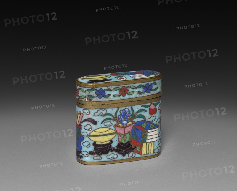 Cloisonne Opium Box and Lid, c 1800s. Japan, 19th century. Cloisonne enamel; overall: 4.5 x 1.9 cm (1 3/4 x 3/4 in.).