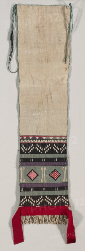 "Hopi Brocade" style Dance Sash, c. 1880-1900. America, Native North American, Southwest, Pueblo (Hopi?), Post-Contact, Transitional Period. Plain weave with supplementary weft wrap: cotton and wool (handspun, Germantown, and bayeta); overall: 152 x 62 cm (59 13/16 x 24 7/16 in.)