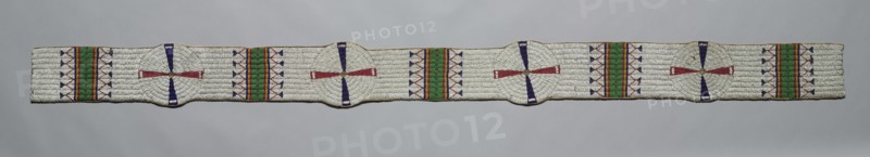 Blanket Strip, c. 1900. America, Native North American, Plains, Tsitsistas (Cheyenne) people, Post-Contact. Native-tanned hide, glass beads, metal beads, sinew thread ; overall: 163.8 x 11.4 cm (64 1/2 x 4 1/2 in.)