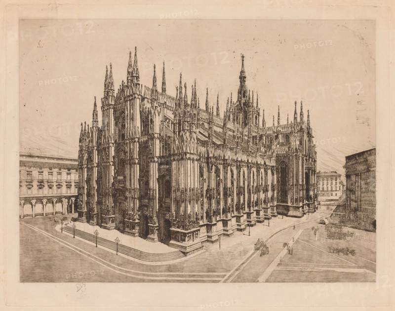 Cathedral, Milan. Otto H. Bacher (American, 1856-1909). Etching