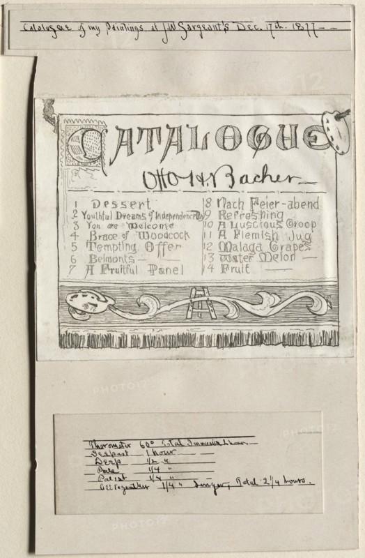 Catalogue of My Paintings at J. W. Sargents, Cleveland, December 17th, 1877, 1877. Otto H. Bacher (American, 1856-1909). Etching
