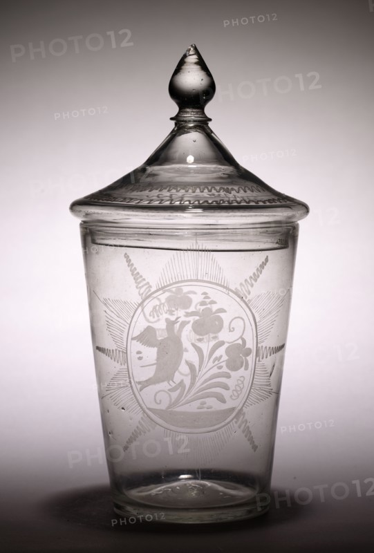 Flip Glass, late 1700s. America, 18th century. Glass; diameter: 11.2 cm (4 7/16 in.); overall: 26 x 8.5 cm (10 1/4 x 3 3/8 in.); container: 16 cm (6 5/16 in.).
