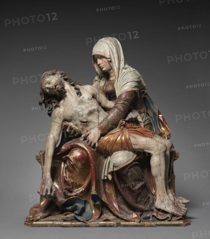 Vesperbild (Pietà), c. 1515-1520. Master of Rabenden (German). Lindenwood, polychromed and gilded ; overall: 89.1 x 78.7 x 32.4 cm (35 1/16 x 31 x 12 3/4 in.).