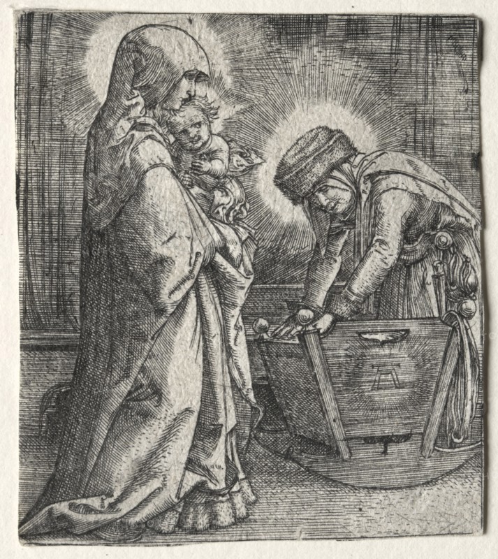 The Virgin with the Child and St. Anne at the Cradle, 1520-1526. Albrecht Altdorfer (German, c. 1480-1538). Engraving