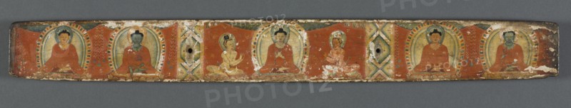 Perfection of Wisdom in Eight Thousand Lines: Ashtasahasrika Prajnaparamita, 1119. India, Bihar, Vikramashila Monastery. Palm-leaf pages, wooden covers; ink and color on palm leaves; overall: 6.5 x 57 x 1.5 cm (2 9/16 x 22 7/16 x 9/16 in.).