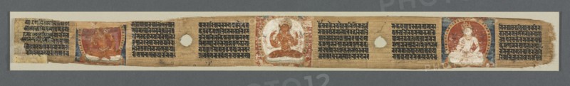 Perfection of Wisdom in Eight Thousand Lines: Ashtasahasrika Prajnaparamita: Decorated Leaf, 1119. India, Bihar, Vikramashila Monastery. Ink and color on palm leaf; leaf: 5.4 x 56.2 cm (2 1/8 x 22 1/8 in.).