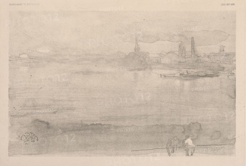 Early Morning:  The Thames at Battersea, 1878. James McNeill Whistler (American, 1834-1903). Lithograph