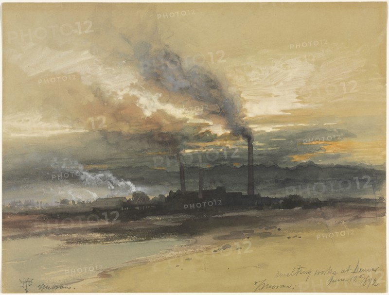 Smelting Works at Denver, 1892. Thomas Moran (American, 1837-1926). Watercolor and gouache; sheet: 24 x 31.8 cm (9 7/16 x 12 1/2 in.).