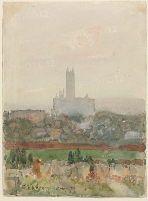 Canterbury Cathedral (recto); Hands Holding a Book (verso), 1889. Childe Hassam (American, 1859-1935). Watercolor with gouache and graphite; sheet: 18.7 x 13.9 cm (7 3/8 x 5 1/2 in.).