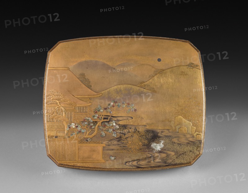 Lid for a Lacquered Box, 1800s. Japan, 19th century. Lacquer with sprinkled gold; overall: 2.9 x 18.4 cm (1 1/8 x 7 1/4 in.).