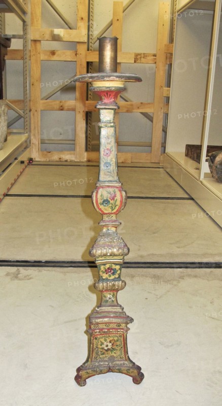 Pair of Candleholders, 1700s. Italy, Florence, 18th century. Carved and painted wood; overall: 78.7 cm (31 in.).