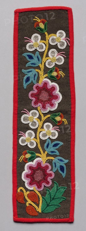 Beaded Panel, late 1800s. Northeast Woodlands, Great Lakes Region, Anishinaabe (Ojibwe) or Nehiyawak (Cree) People?. Glass beads on wool; overall: 38.9 x 11.4 cm (15 5/16 x 4 1/2 in.)