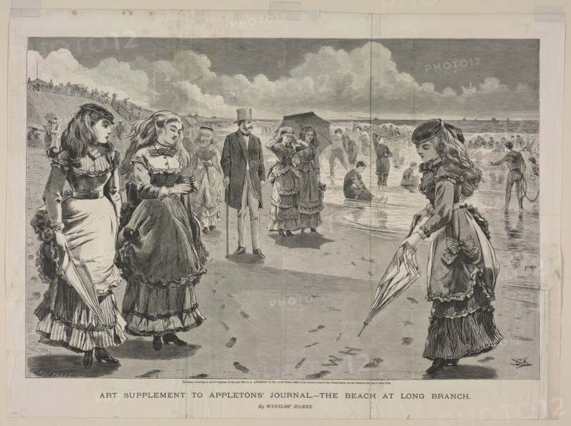 The Beach at Long Branch, 1869. Winslow Homer (American, 1836-1910). Wood engraving