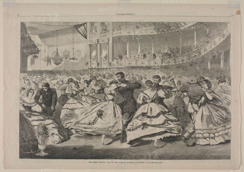 The Great Russian Ball at the Academy of Music, November 5, 1863, 1863. Winslow Homer (American, 1836-1910). Wood engraving