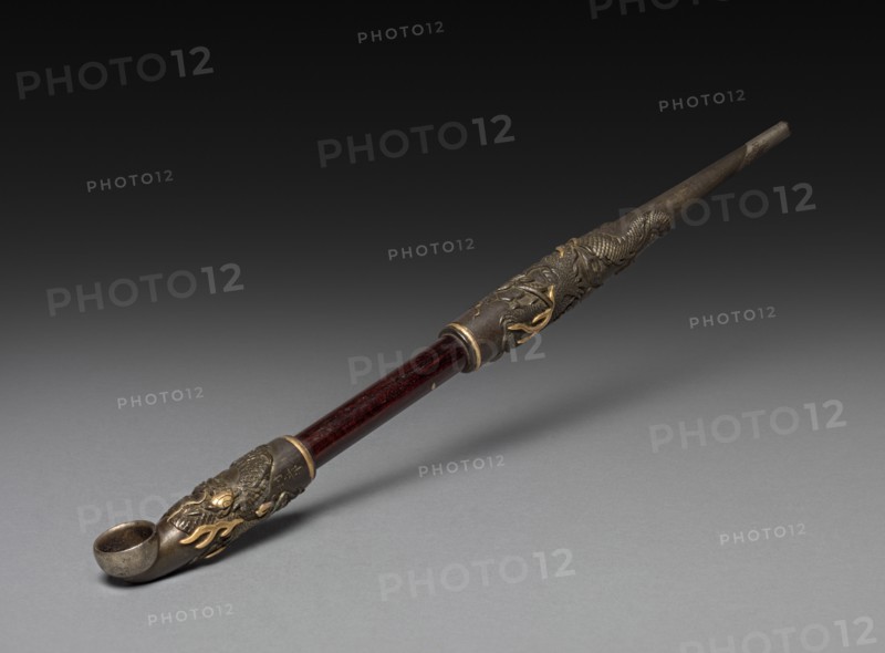 Tobacco Pipe, 19th century. Japan, Edo Period (1615-1868). Wood, iron, and silver; overall: 26.6 cm (10 1/2 in.).