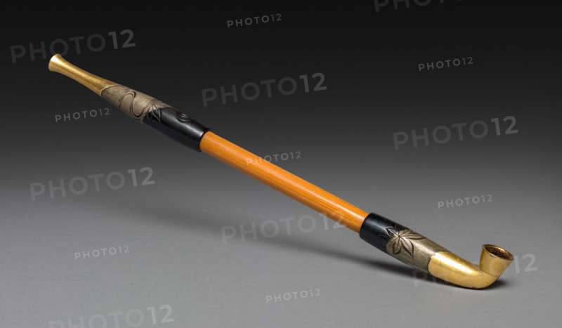 Tobacco Pipe, 19th century. Japan, Edo Period (1615-1868). Bamboo, metal, brass, pewter (?), and iron; overall: 20.4 cm (8 1/16 in.).