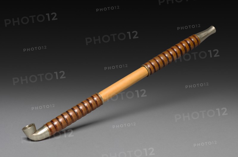 Tobacco Pipe, late 1800s-1900s. Japan, late 19th-20th century. Bamboo, metal, silver/brass alloy, and copper (?); overall: 24.5 cm (9 5/8 in.).