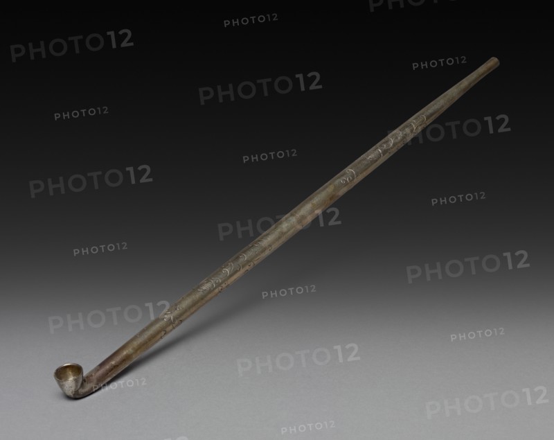 Tobacco Pipe, 19th century. Japan, Edo Period (1615-1868). Silver; overall: 28.4 cm (11 3/16 in.).