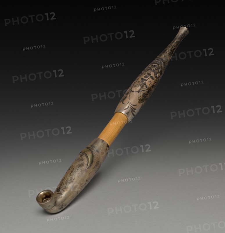 Tobacco Pipe, 19th century. Japan, Edo Period (1615-1868). Bamboo, silver, and brass; overall: 26.6 cm (10 1/2 in.).