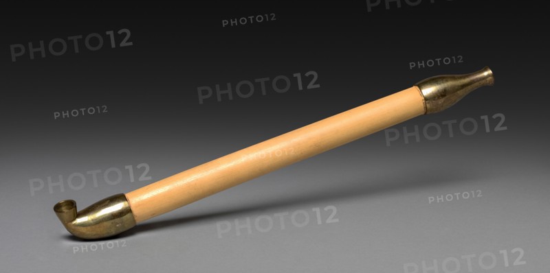 Tobacco Pipe, 1800s-1900s. Japan, 19th-20th century. Bamboo and brass; overall: 21.5 cm (8 7/16 in.).