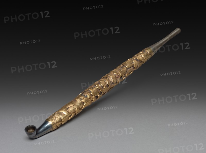 Tobacco Pipe, 1800s-1900s. Japan, 19th-20th Century. Silver; overall: 25.3 cm (9 15/16 in.).
