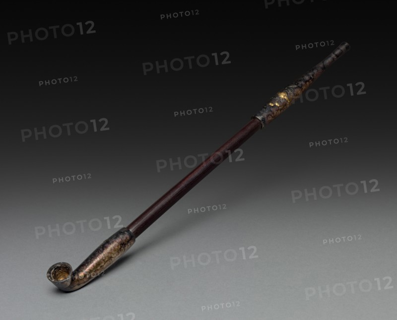 Tobacco Pipe, 1800s-1900s. Japan, 19th-20th Century. Wood and silver; overall: 18.8 cm (7 3/8 in.).