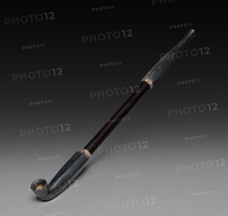 Tobacco Pipe, 18th-19th century. Japan, Edo Period (1615-1868). Wood and silver; overall: 20.7 cm (8 1/8 in.).
