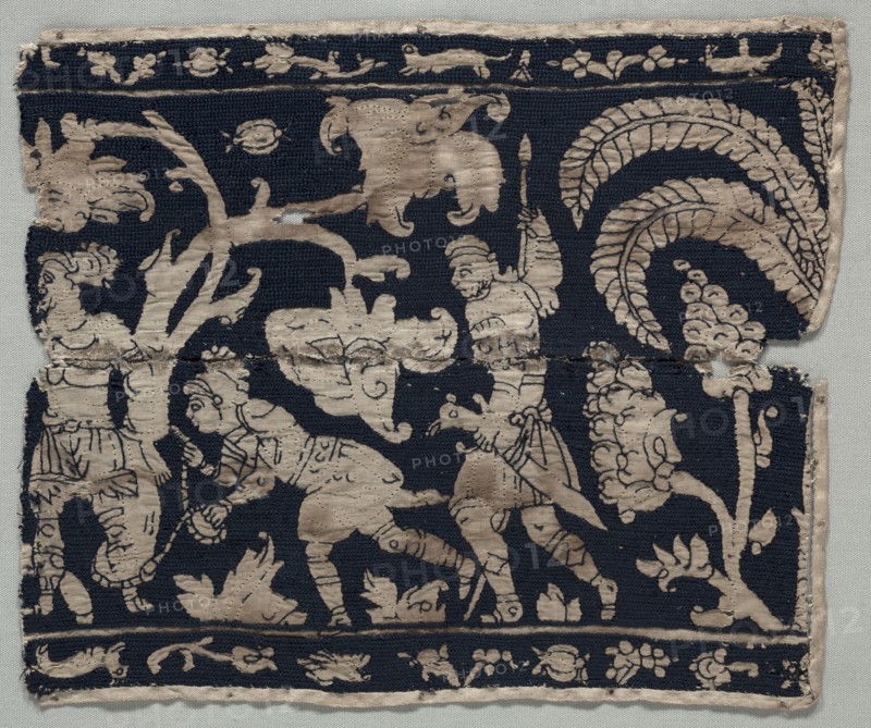 Embroidered Border, 1500s-1600s. Italy, 16th-17th century. Embroidery; silk on linen; overall: 12.2 x 28.1 cm (4 13/16 x 11 1/16 in.)