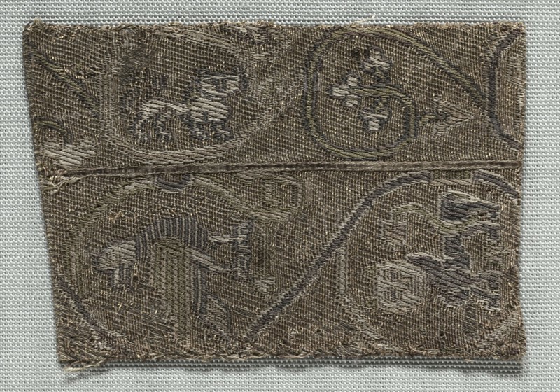 Fragment of a Galloon, 11th-12th century. Italy, Sicily, Palermo, 11th-12th century. Tablet weave; silk and metal; average: 7.7 x 5.1 cm (3 1/16 x 2 in.)
