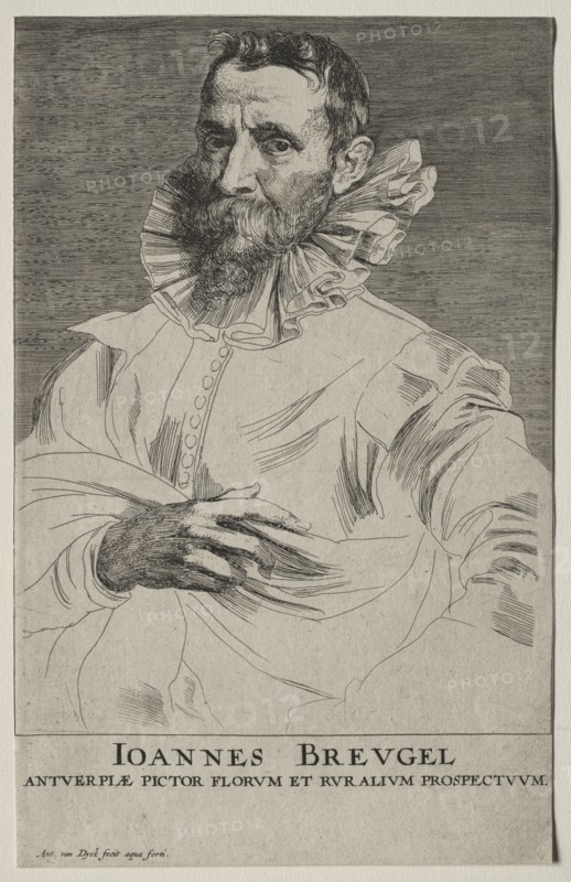 Portrait of Jan Brueghel. Anthony van Dyck (Flemish, 1599-1641). Engraving and etching