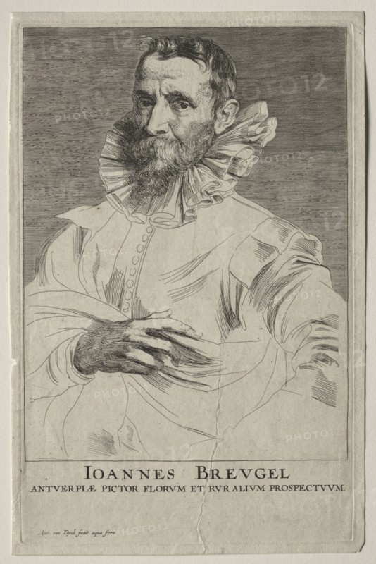 Portrait of Jan Brueghel. Anthony van Dyck (Flemish, 1599-1641). Engraving and etching