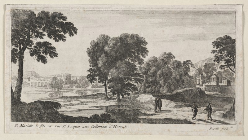 Landscape with Figures. Gabriel Perelle (French, c. 1603-1677). Etching