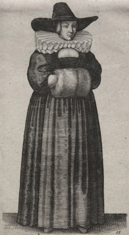 The Several Habits of English Women, from the Nobility to the Country Women as they are in these times:  The Woman with a Mannish Hat and Light Muff, 1640. Wenceslaus Hollar (Bohemian, 1607-1677). Etching