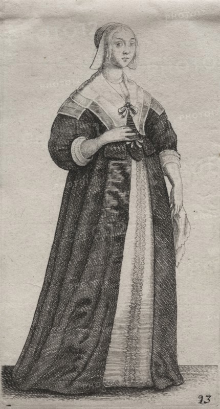 The Several Habits of English Women, from the Nobility to the Country Women as they are in these times:  The Woman with a Handkerchief, 1639. Wenceslaus Hollar (Bohemian, 1607-1677). Etching
