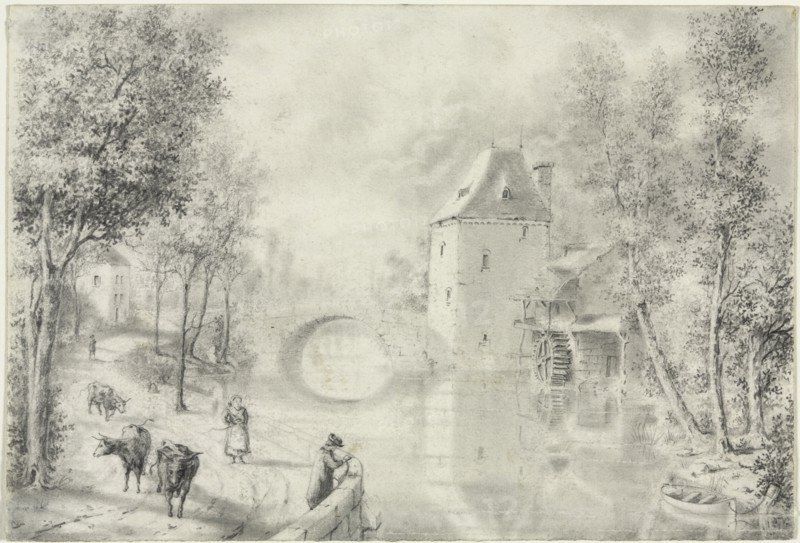 Road by the Old Bridge, 1800s. Netherlands, 19th century. Graphite, with stumping and stylus; sheet: 12.9 x 18.9 cm (5 1/16 x 7 7/16 in.).