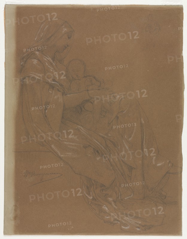 The Virgin and Child, second half 19th century. William Adolphe Bouguereau (French, 1825-1905). Graphite heightened with white chalk; small sketch upper right in graphite; sheet: 31.4 x 24.2 cm (12 3/8 x 9 1/2 in.).