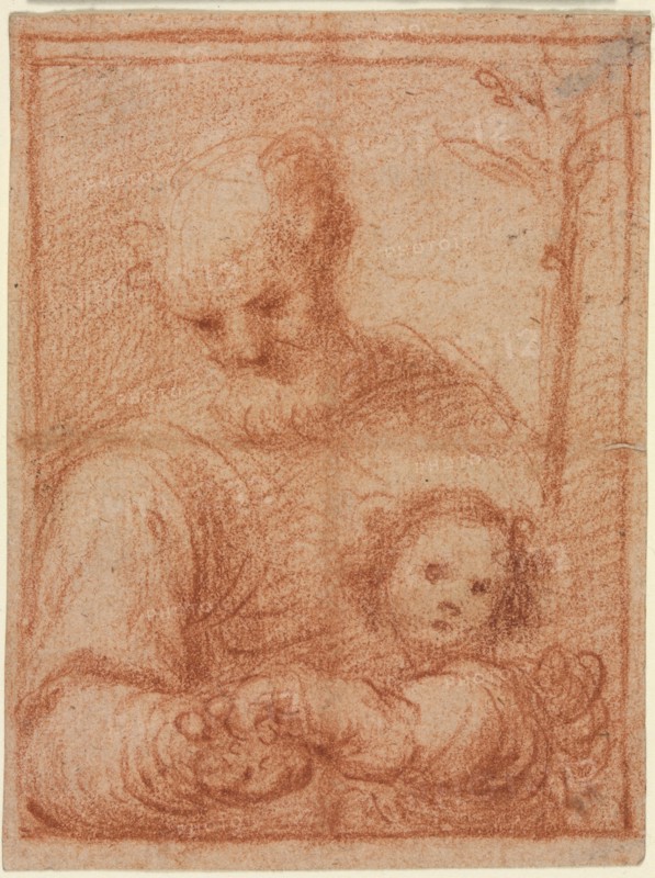 Joseph and Child (recto), 16th century. Italy, 16th century. Red chalk; sheet: 12 x 9.1 cm (4 3/4 x 3 9/16 in.); image: 11.3 x 8.5 cm (4 7/16 x 3 3/8 in.).