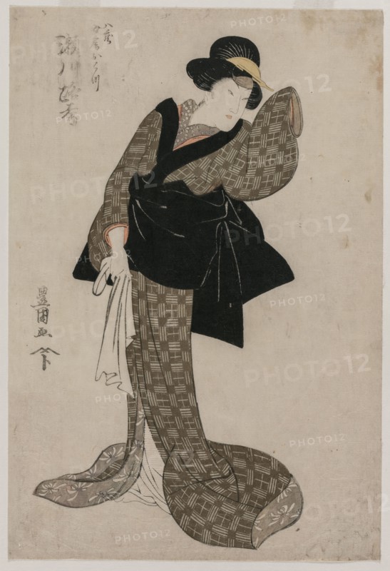 Segawa Roko as Hachizo's Wife Ohatsu, c. 1805. Utagawa Toyokuni (Japanese, 1769-1825). Color woodblock print; sheet: 36.9 x 27.7 cm (14 1/2 x 10 7/8 in.).