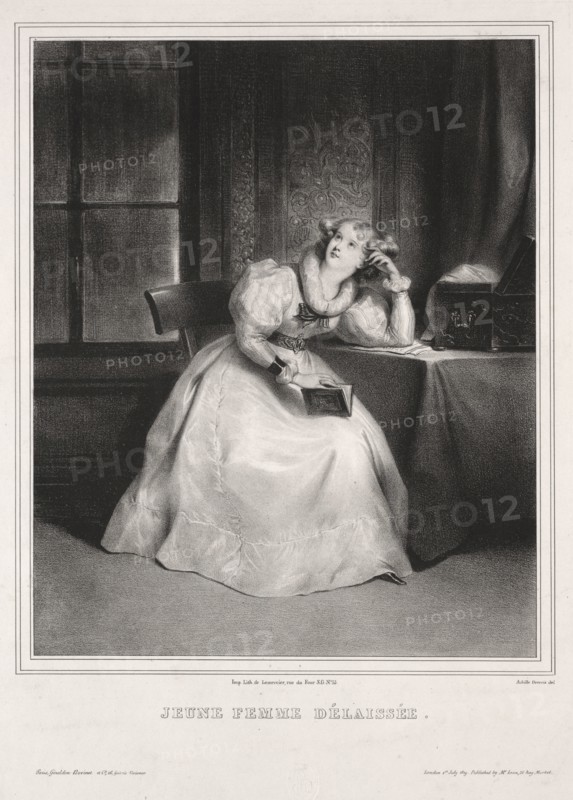 Reverie. Achille Devéria (French, 1800-1857). Lithograph