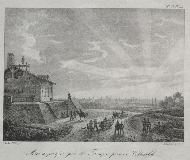 Spanish Campaign:  A Building Fortified by the French near Valladolid. Baron Louis Albert Guillain Bacler d'Alber (French, 1761-1824). Lithograph