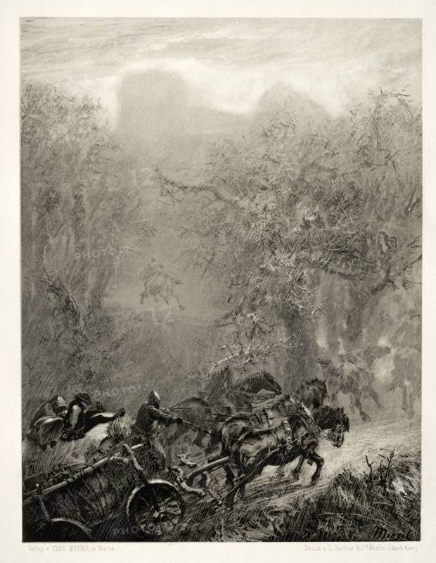 Essay on Stone with Brush and Scraper:  The Convoy of Prisoners through a Woods, 1851. Adolph von Menzel (German, 1815-1905). Lithograph
