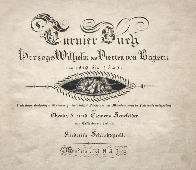 Book on Tournaments:  Title Page, 1817. Theobald Senefelder (German, 1777-1846), and Clemens Senefelder (German, 1778-1813). Lithograph