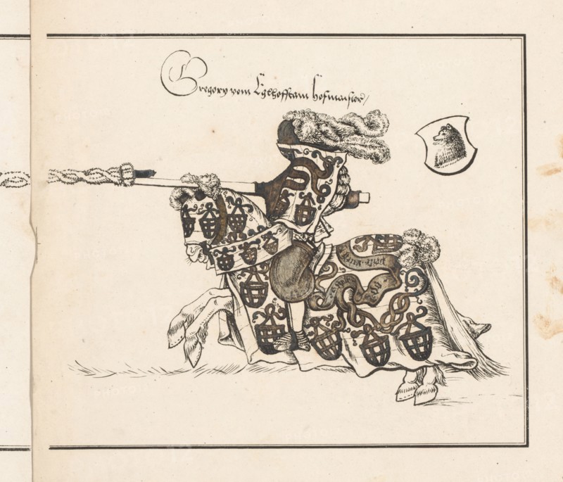 Book on Tournaments:  Jouster Facing Left, 1817. Theobald Senefelder (German, 1777-1846), and Clemens Senefelder (German, 1778-1813). Lithograph