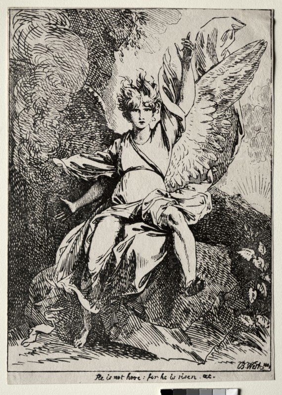 Specimens of Polyautography:  The Angel at the Tomb of Christ, 1801. Benjamin West (American, 1738-1820). Lithograph