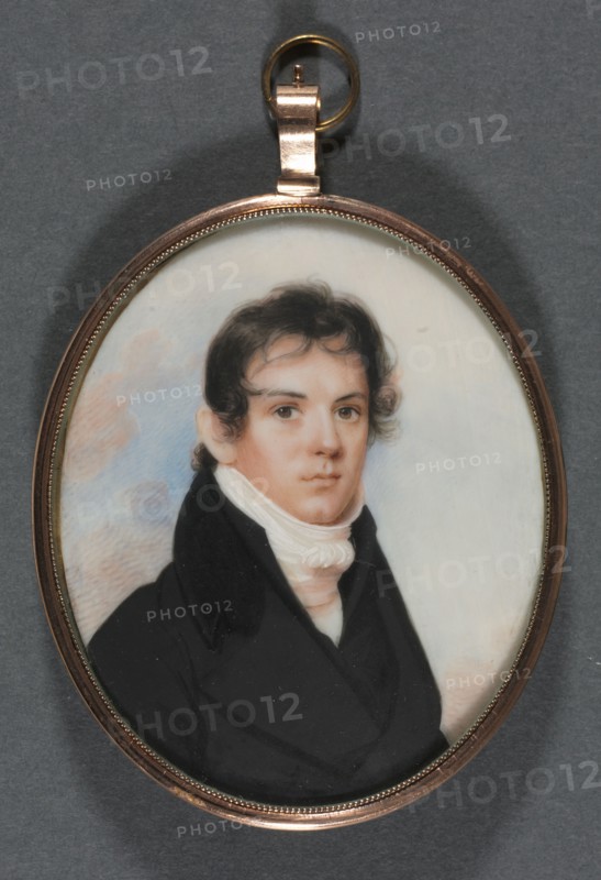 Pair of Portrait Miniatures, c. 1810. John Wesley Jarvis (American, 1781-1840). Watercolor on ivory; framed: 7.3 x 6.3 cm (2 7/8 x 2 1/2 in.); unframed: 7.3 x 5.7 cm (2 7/8 x 2 1/4 in.); part 2: 7.6 x 6.4 cm (3 x 2 1/2 in.); part 3: 7 x 5.7 cm (2 3/4 x 2 1/4 in.).