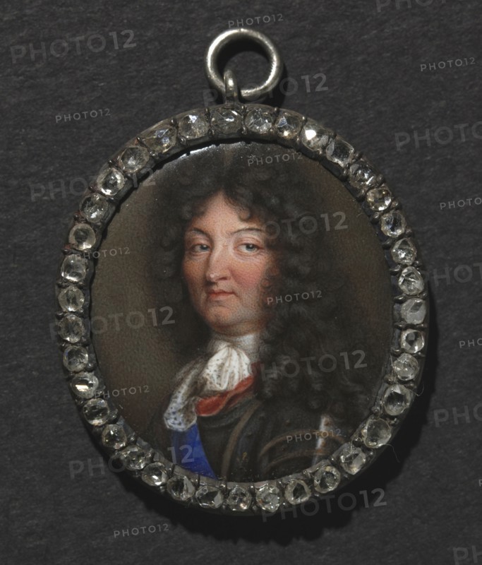 Portrait of King Louis XIV, 17th century. School of Jean Petitot (Swiss, 1607-1691). Enamel in a silver and diamond frame; framed: 3.4 x 3.1 cm (1 5/16 x 1 1/4 in.); unframed: 2.8 x 2.4 cm (1 1/8 x 15/16 in.).