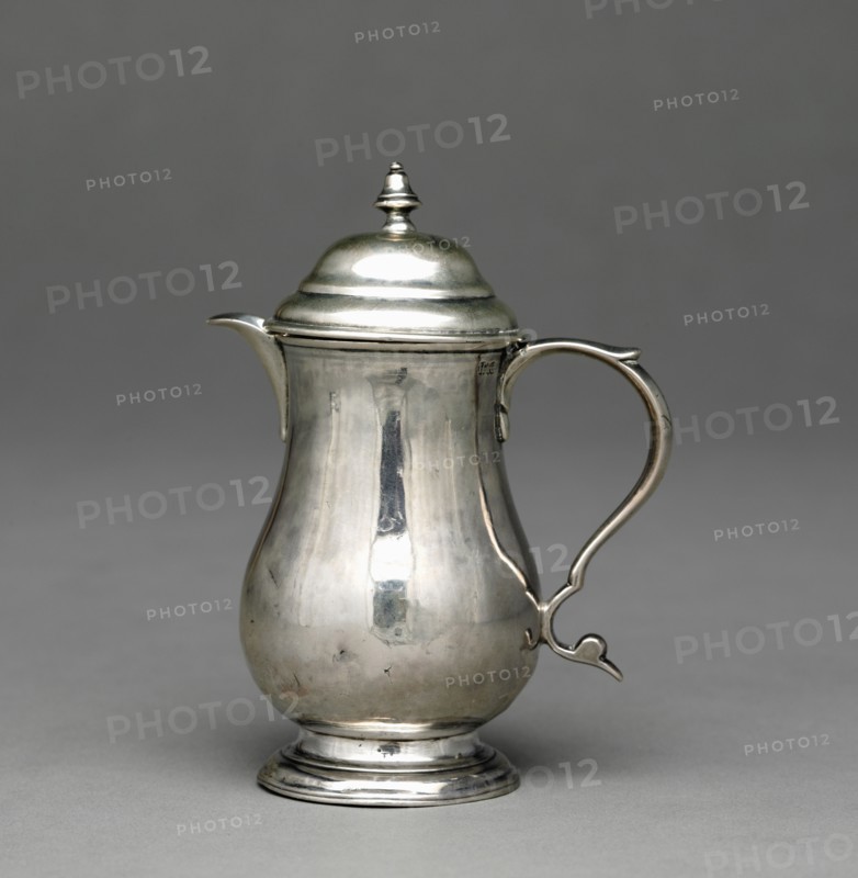 Covered Cream Jug, c. 1740-1760. Europe, probably England, 18th century. Silver; overall: 11.2 cm (4 7/16 in.); with handle: 8.6 cm (3 3/8 in.); without handle: 5.6 cm (2 3/16 in.); without cover: 8.3 cm (3 1/4 in.).