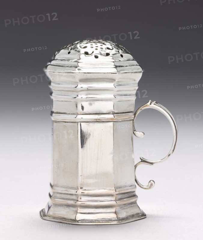 Caster with Lid , c. 1720. Andrew Tyler (American, 1692-1741). Silver; with handle: 8.5 x 6.7 cm (3 3/8 x 2 5/8 in.).