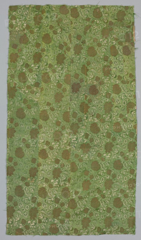 Textile, c. 1700. Italy, early 18th Century. Lampas weave, silk and gold thread; overall: 175.9 x 98.5 cm (69 1/4 x 38 3/4 in.)